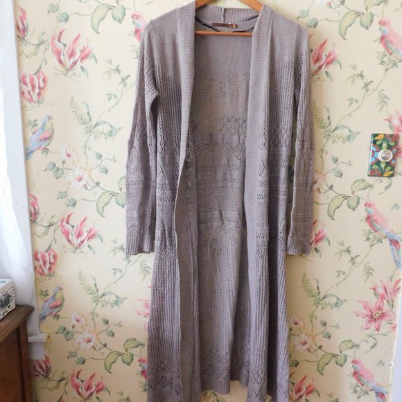 🦔🐾Flowy Lightweight Open Knit Tan Duster - Picture 1 of 13